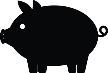 Piggy bank black silhouette vector,Piggy bank icon vector