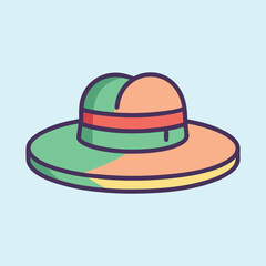 Twotoned straw hat with red band for summer adventures illustration