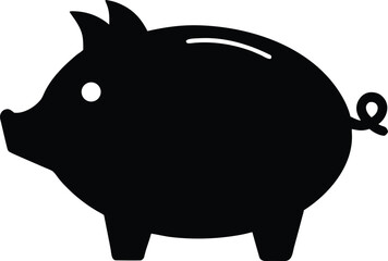 Piggy bank black silhouette vector,Piggy bank icon vector