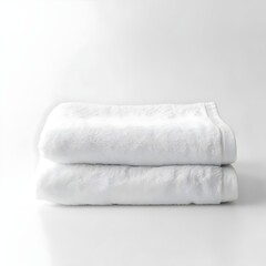 Soft bath towel isolated on white background, folded cotton fabric used for bathroom hygiene, spa, personal care and wellness routines