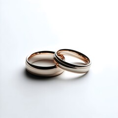 Wedding rings isolated on white background for love, marriage ceremony, engagement concept, gold jewelry design, or romantic symbol