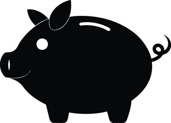 Piggy bank black silhouette vector,Piggy bank icon vector