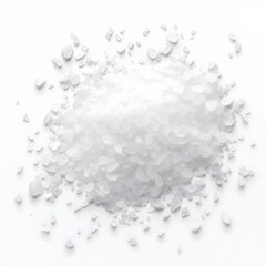 Pile of kitchen salt isolated on white background for cooking ingredient mockup, food flavor concept, seasoning design, or culinary use