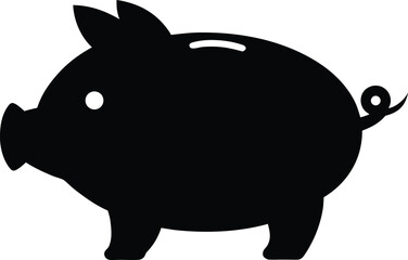 Piggy bank black silhouette vector,Piggy bank icon vector