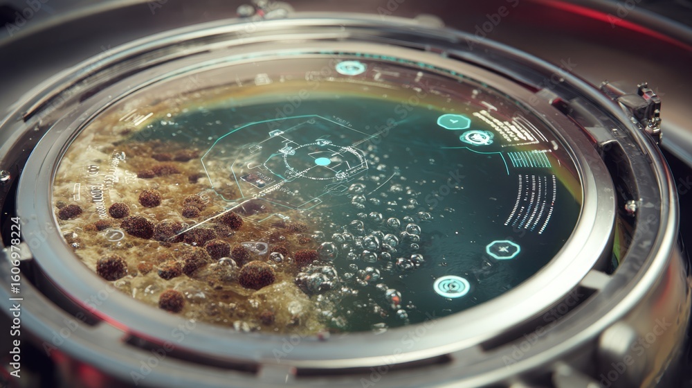 Poster advanced bioreactor technology efficiently breaking down organic food waste into valuable resources,