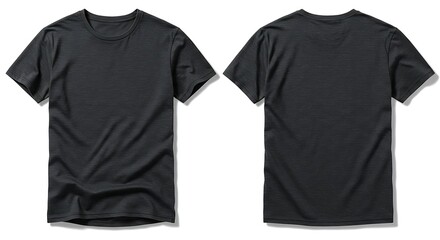 Dark grey heather tshirt, front and back view, isolated on white background © MindRender