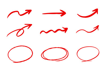 赤色の矢印と丸付けセット