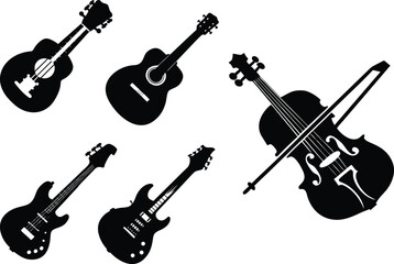 Guitar Set Vector – Acoustic and Electric Instruments Collection