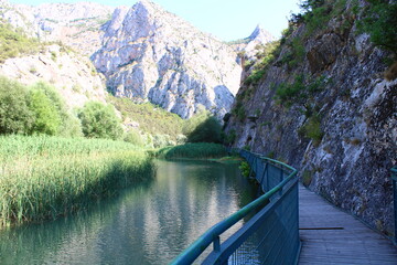 Scenic river walk through a mountain, peaceful nature. Incesu canyon ,Corum