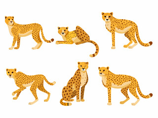 set of cheetah vector