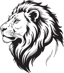 Fototapeta premium Lion Head Side View Vector Illustration with Detailed Fur and Noble Expression Design