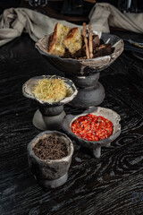 Food being served in luxurious ancient background