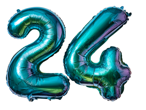 Teal Number Balloons: 24