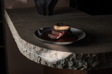 Food being served in luxurious ancient background