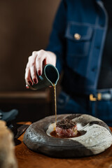 Food being served in luxurious ancient background