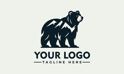 A stylized black bear logo incorporating mountain peaks, ready for branding.