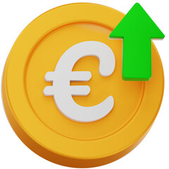 3D Render Increase Euro Coin