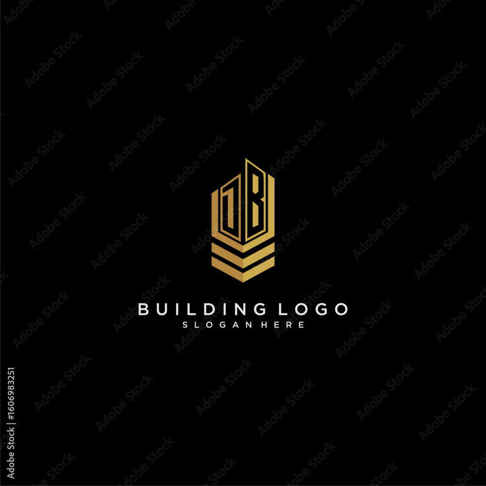 Fototapete db initial monogram logo for real estate with building style
