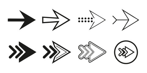 black direction arrow vector icon bundle