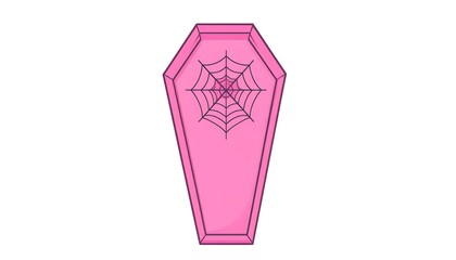 Obraz premium A pink coffin with a spiderweb design