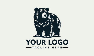 A stylized black bear logo design, standing majestically,  ready for branding use.