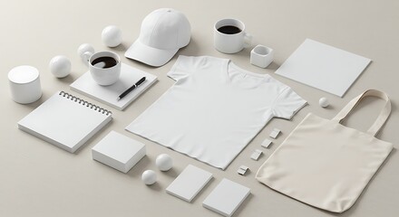 A collection of white promotional items for branding and marketing