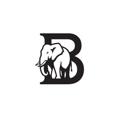 Elegant Elephant Intertwined with a Bold Stylized Letter B Emblematic Mark