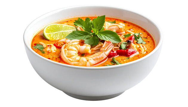 Tom Yum Kung favorite food in Thailand Asia isolated on a transparent or white background