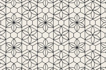 Fototapeta premium Geometric floral pattern with hexagonal overlay and subtle texture