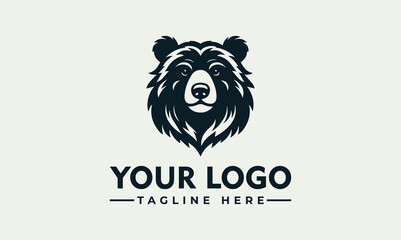 A stylized black and white logo featuring a detailed bear head design with text.