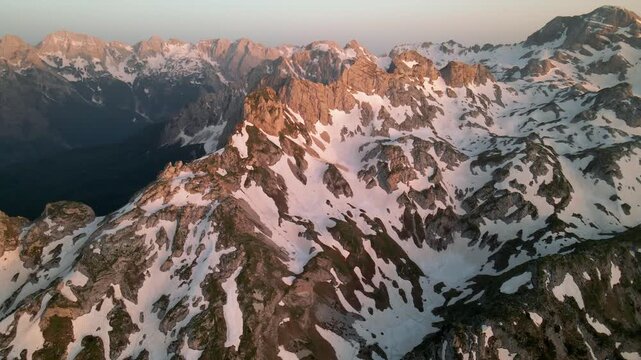 Aerial view of the valley of Great Lake of Buni Jezerce Albania