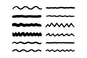 Obraz premium Collection of hand drawn wavy and jagged line elements
