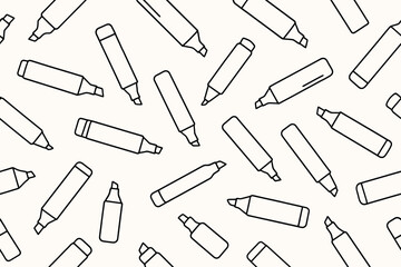 Hand drawn marker pens seamless pattern sketchy doodle style background