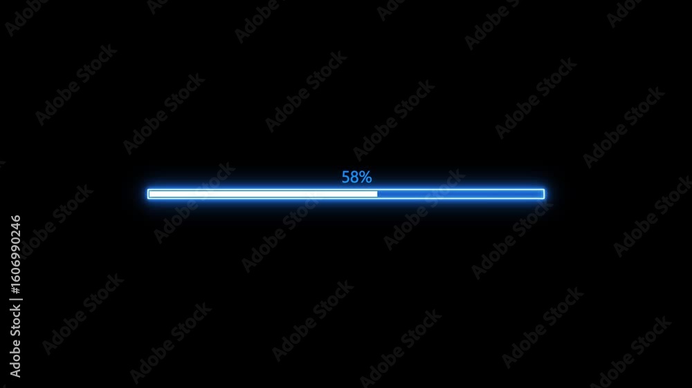 Poster abstract neon loading icon animation . loading bar and percentage futuristic progress loading bar 0-
