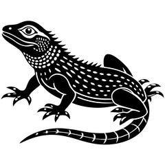 Obraz premium Vector art of black lizard illustration isolated on white background