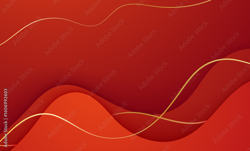 Poster red abstract wave background with flowing lines and modern vector design