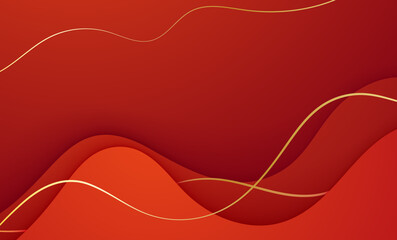 Red abstract wave background with flowing lines and modern vector design