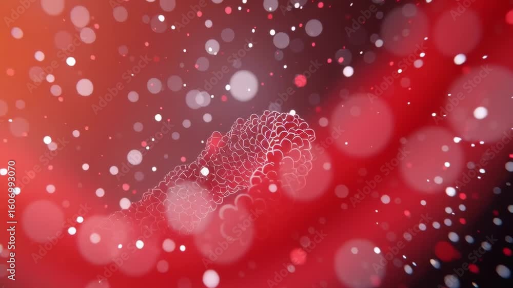 Aufkleber abstract visualization of flowing particles in red and black colors with bright background effects