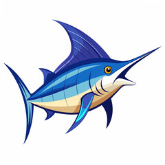 Obraz premium Vector art of a vibrant blue marlin swims powerfully isolated on white background