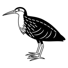 Obraz premium Vector art of a black white illustration of a wading bird