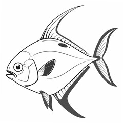 Obraz premium Pompano Fish Illustration Aquatic Animal Vector Design