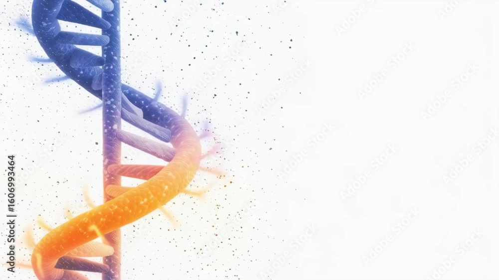 Poster abstract representation of dna helix with colorful swirls and digital background effects
