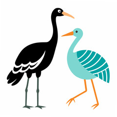 Ibis and Crane Bird Illustration Exotic Ibis and Crane Vector Art