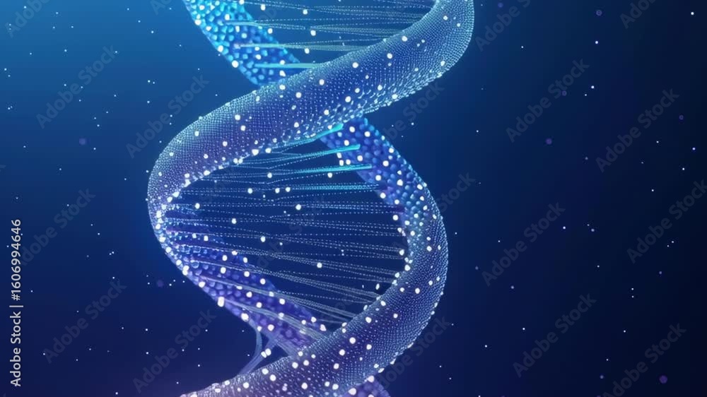 Aufkleber digital dna helix structure with vibrant lights and blue background for science and technology theme