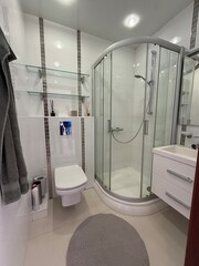 Modern Compact Bathroom with Glass Shower Cabin
