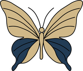 Beige and Navy Butterfly Flat Line Illustration
