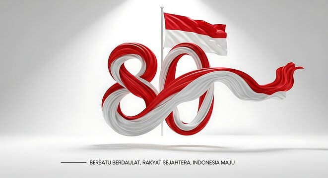 Celebrating 80 Years of Indonesian Independence with National Flag and Artistic Flair