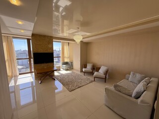 Open Plan Living Room and Kitchen with City View