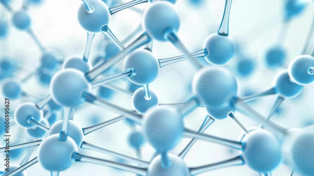 Poster abstract molecular structure with connected atoms representing science and technology concepts