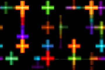 Obraz premium Colorful abstract led light pattern with bright neon squares